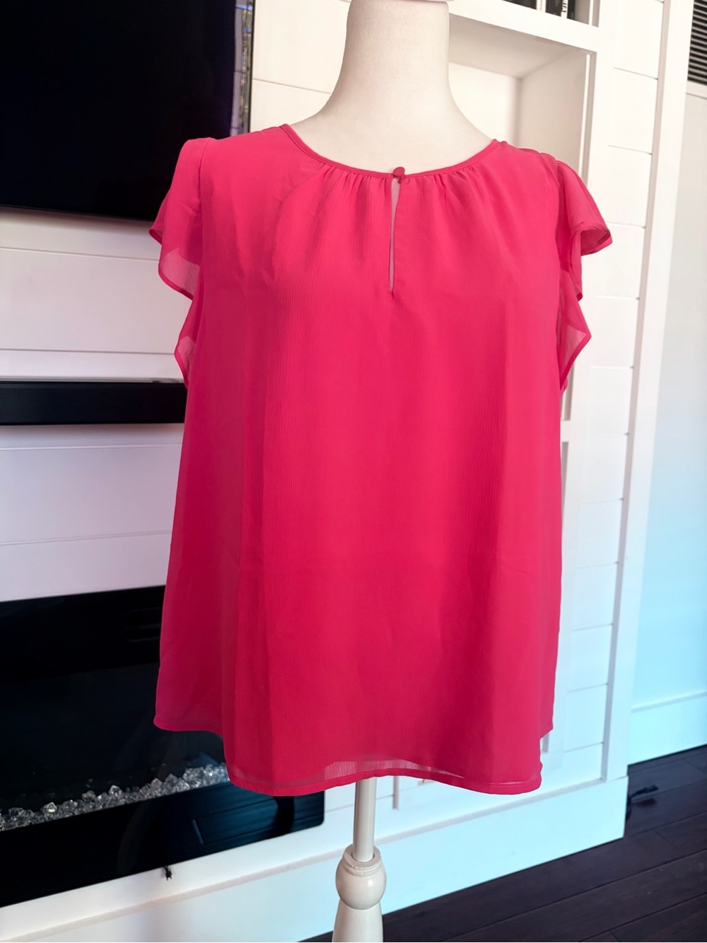 J. Crew Hot Pink Flutter-Sleeve Blouse